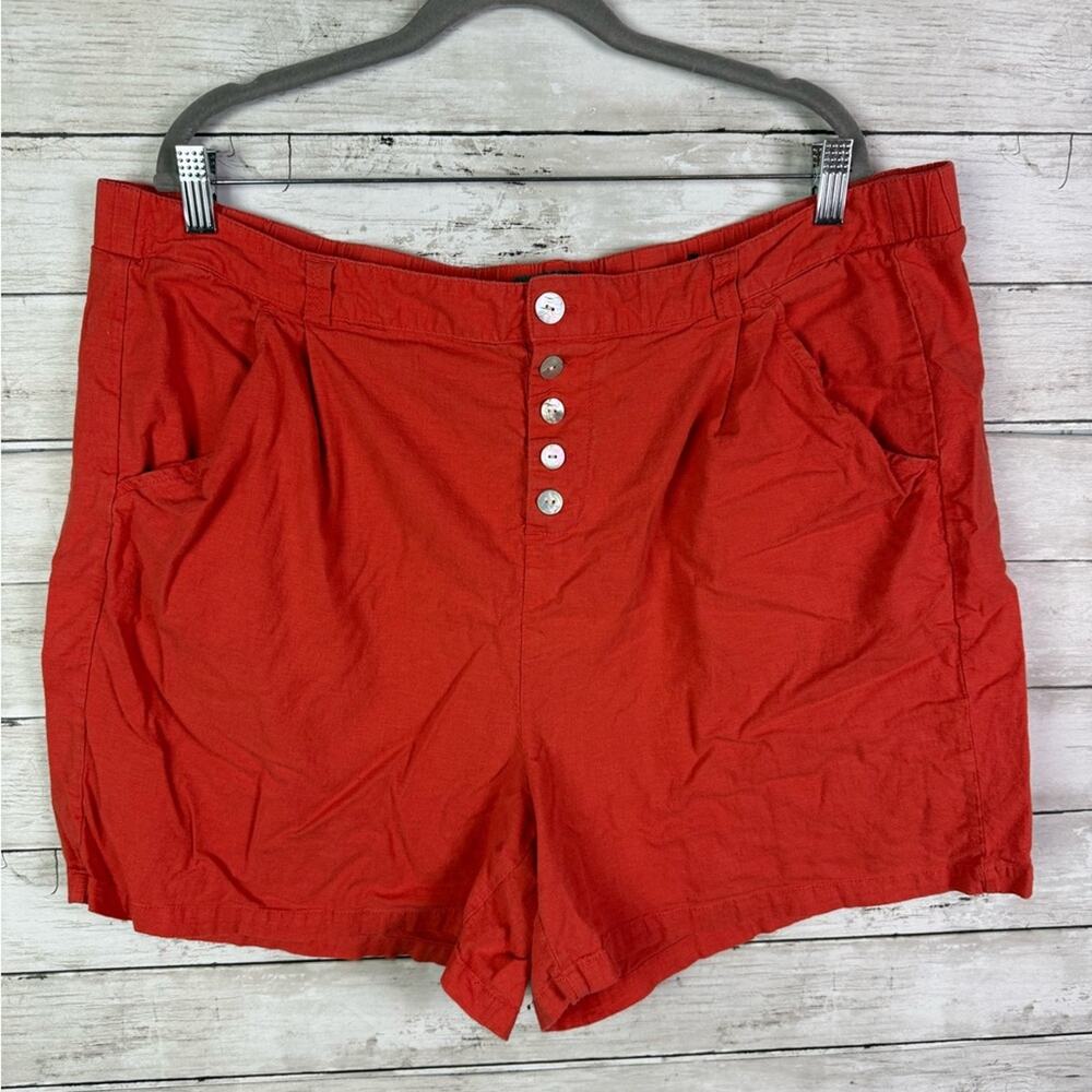Torrid Red Button Down Linen Shorts Size 20